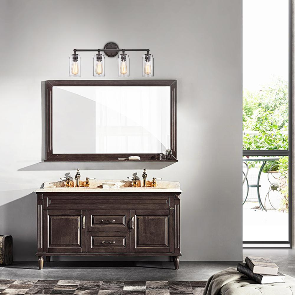 CHLOE Lighting JOYCE Contemporary 4 Light Rubbed Bronze Bath Vanity Fixture 28" Width. Picture 6