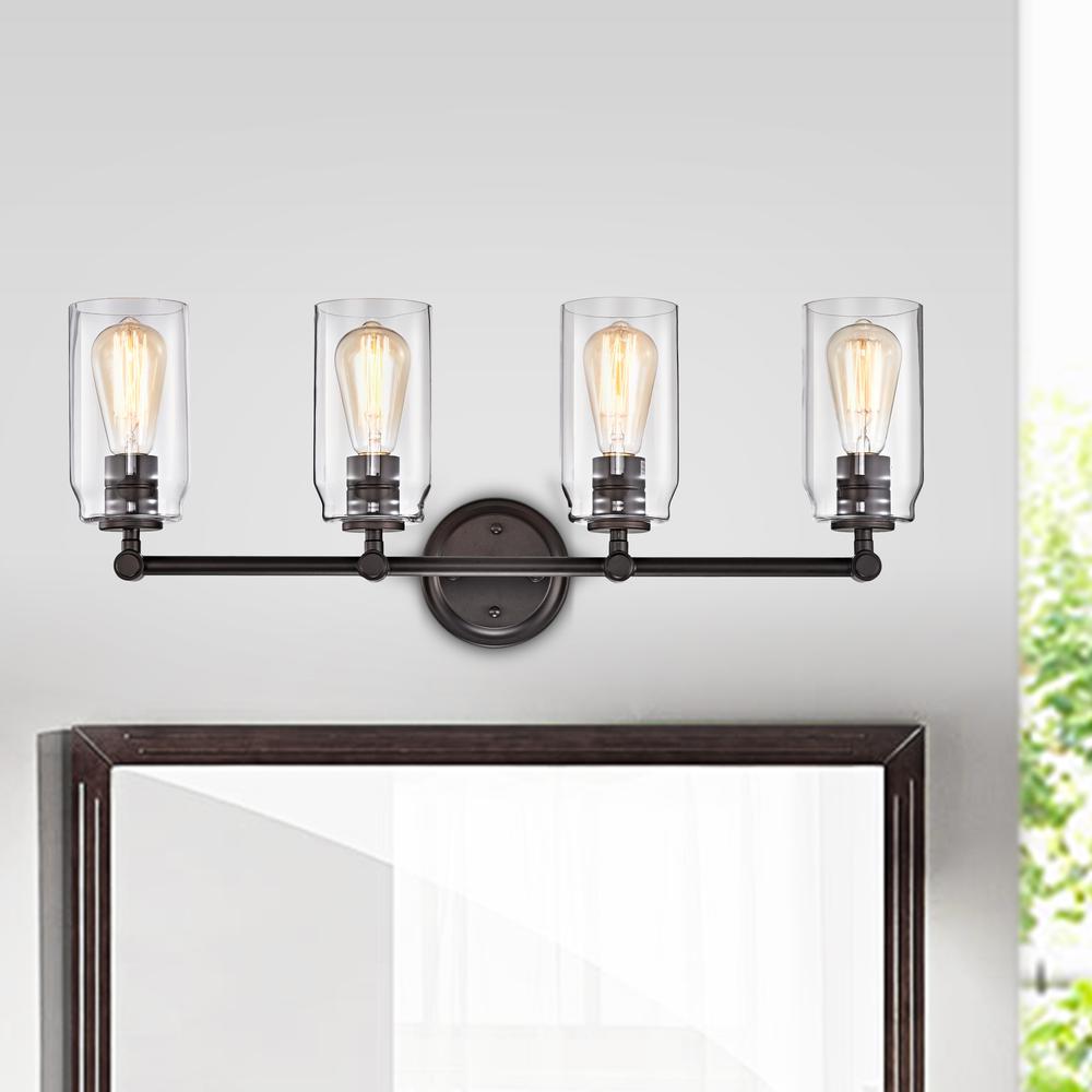 CHLOE Lighting JOYCE Contemporary 4 Light Rubbed Bronze Bath Vanity Fixture 28" Width. Picture 7