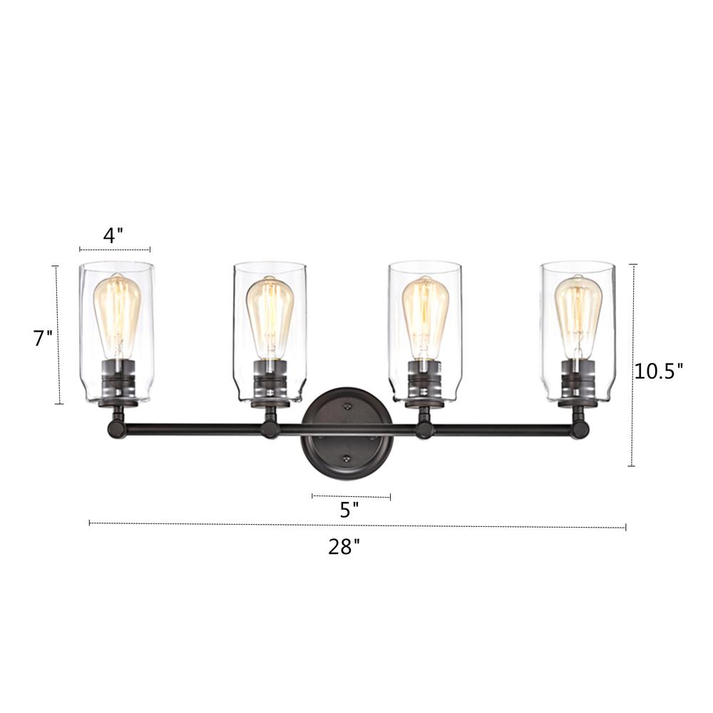 CHLOE Lighting JOYCE Contemporary 4 Light Rubbed Bronze Bath Vanity Fixture 28" Width. Picture 8