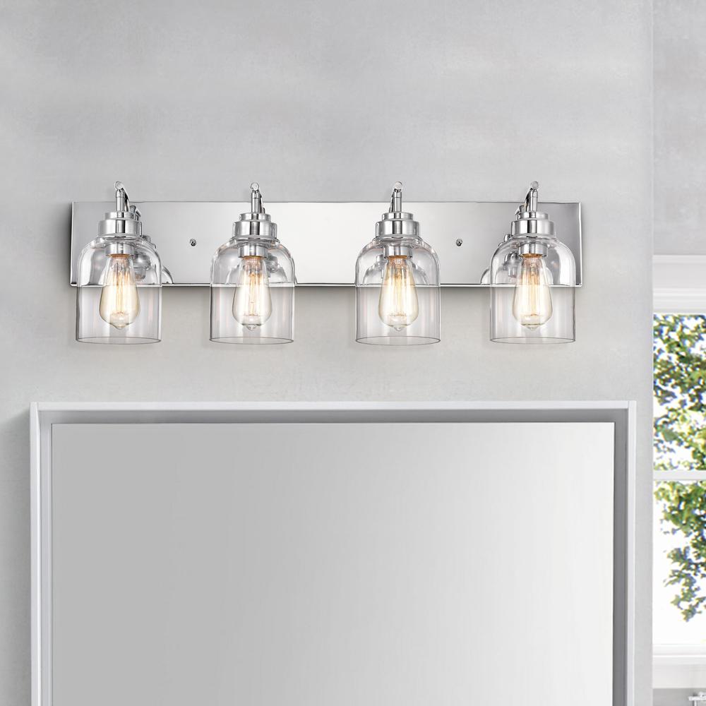 CHLOE Lighting THIERRY Transitional 4 Light Chrome Bath Vanity Fixture 30 " Wide. Picture 7