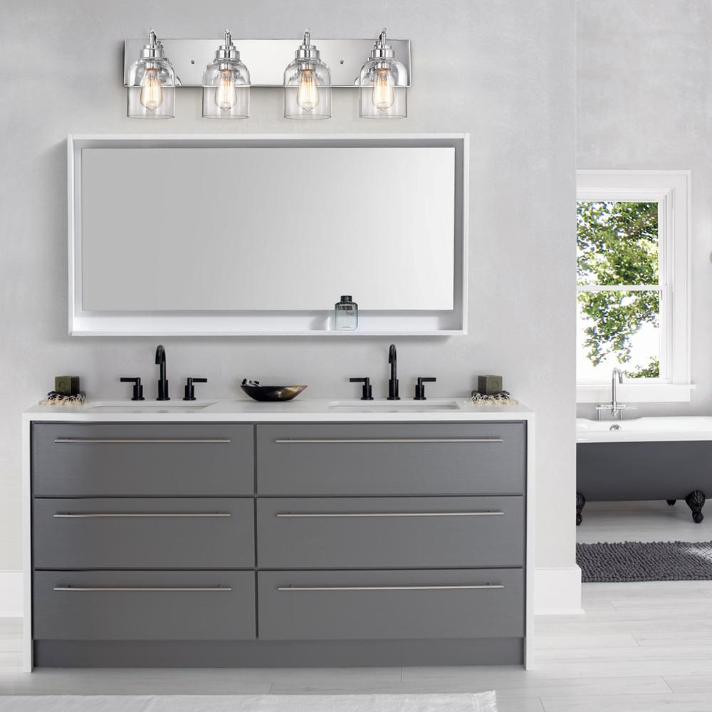 CHLOE Lighting THIERRY Transitional 4 Light Chrome Bath Vanity Fixture 30 " Wide. Picture 8