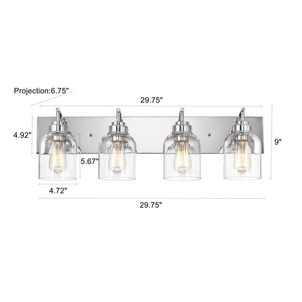 CHLOE Lighting THIERRY Transitional 4 Light Chrome Bath Vanity Fixture 30 " Wide. Picture 9