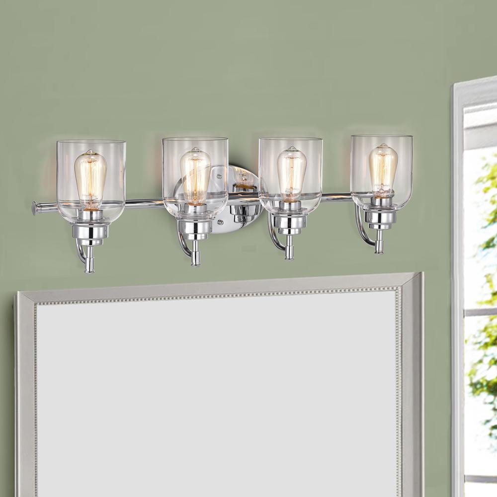 CHLOE Lighting ADAIR Transitional 4 Light Chrome Bath Vanity Fixture 30" Wide. Picture 9