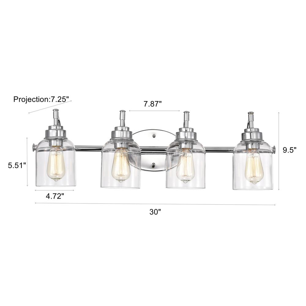 CHLOE Lighting ADAIR Transitional 4 Light Chrome Bath Vanity Fixture 30" Wide. Picture 10