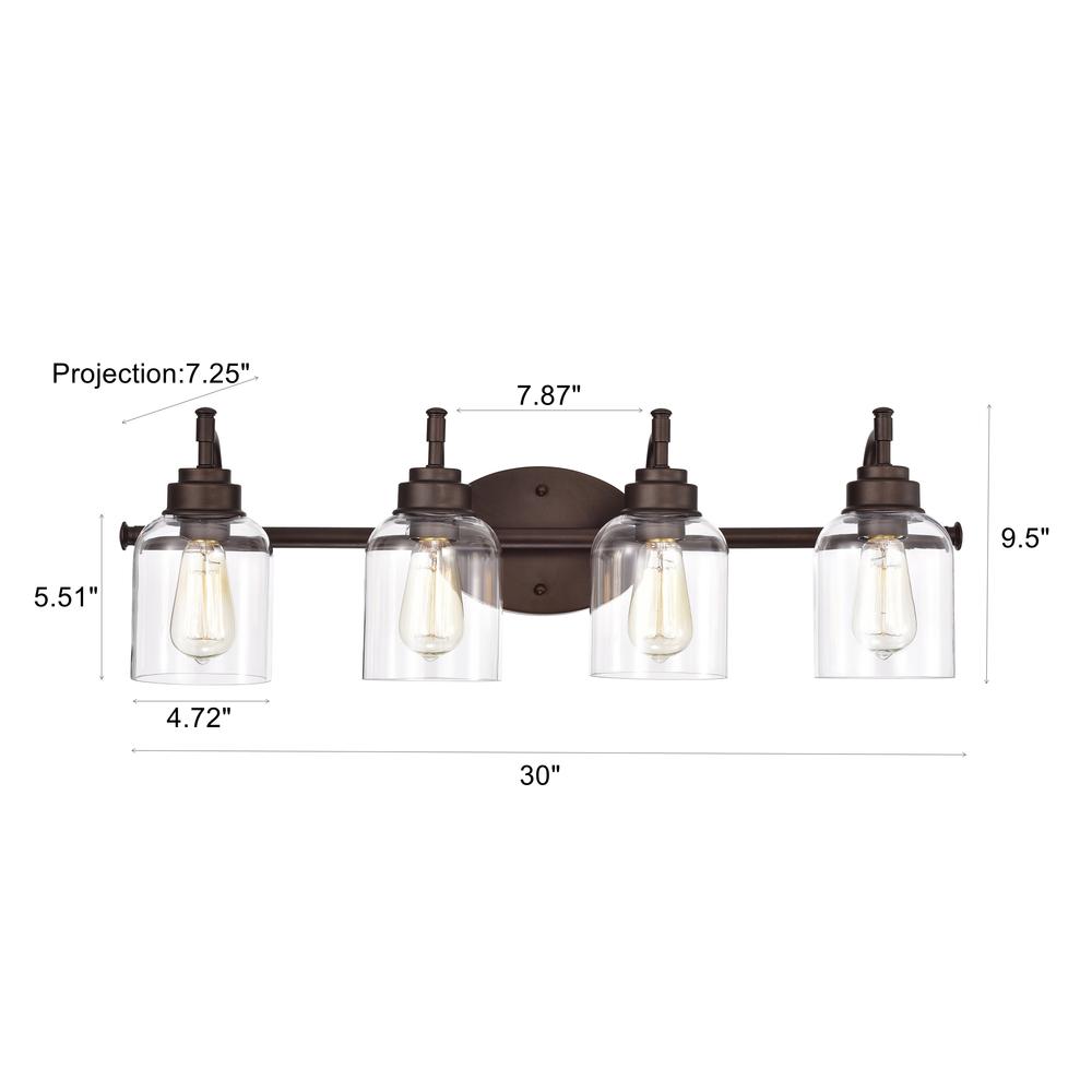 CHLOE Lighting ADAIR Transitional 4 Light Oil Rubbed Bronze Bath Vanity Fixture 30" Wide. Picture 8