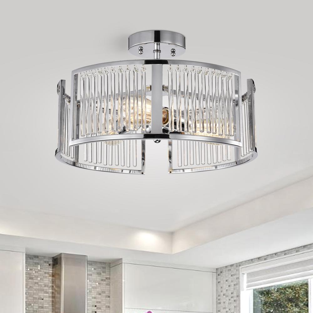 CHLOE Lighting FREY Transitional 3 Light Chrome Semi-Flush Ceiling Fixture 16" Wide. Picture 9