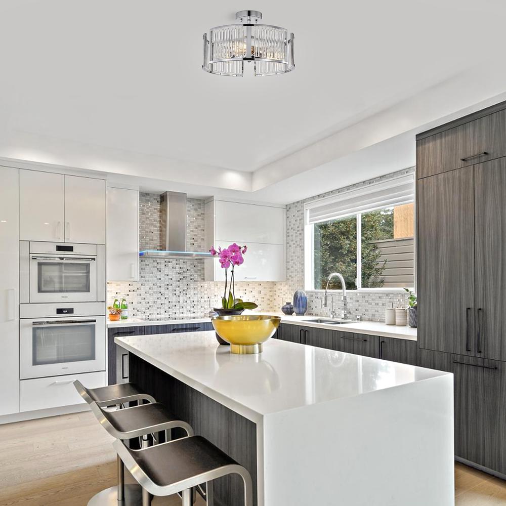CHLOE Lighting FREY Transitional 3 Light Chrome Semi-Flush Ceiling Fixture 16" Wide. Picture 8