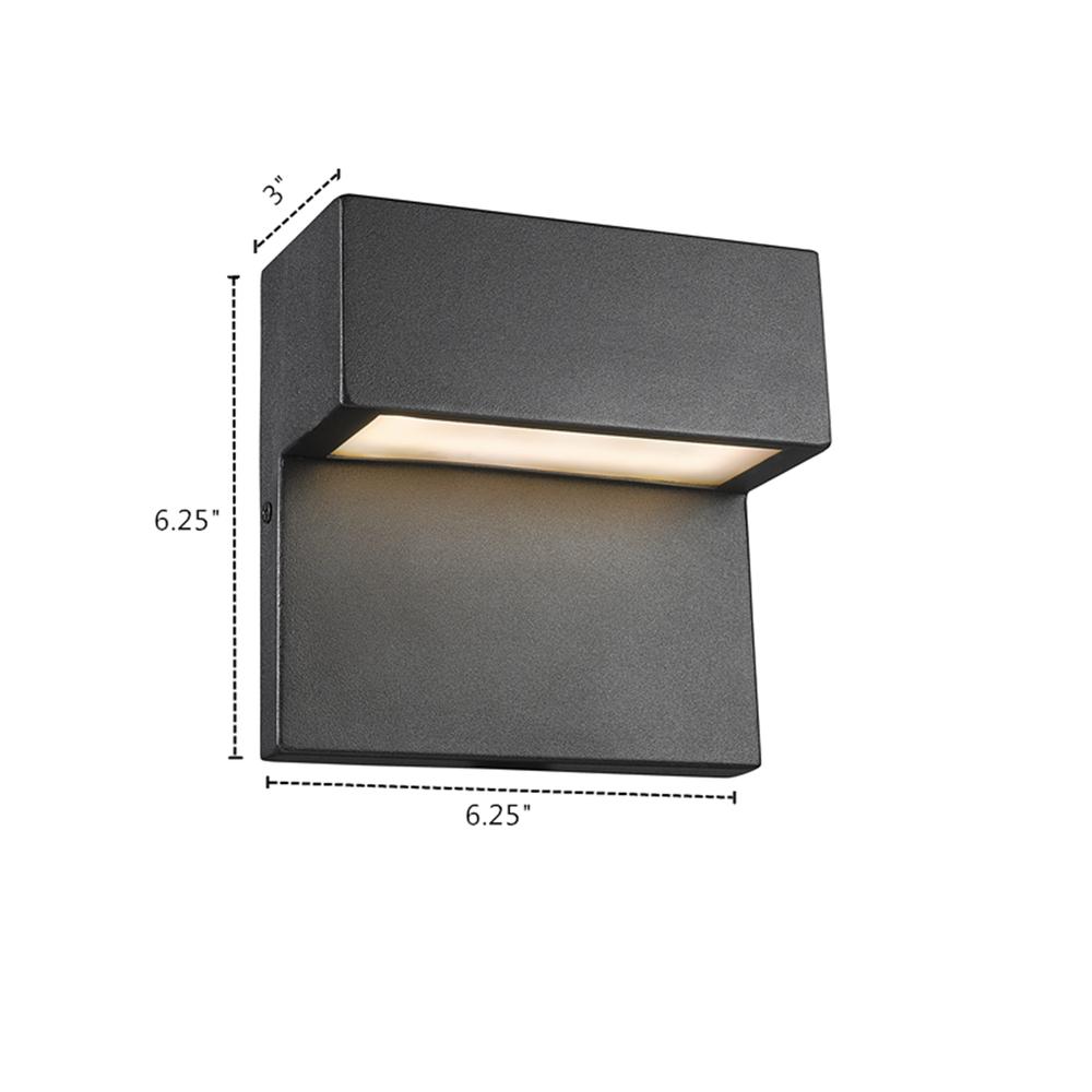 CAMPBELL Contemporary LED Light  Textured Black Outdoor Wall Sconce 6" Tall. Picture 1