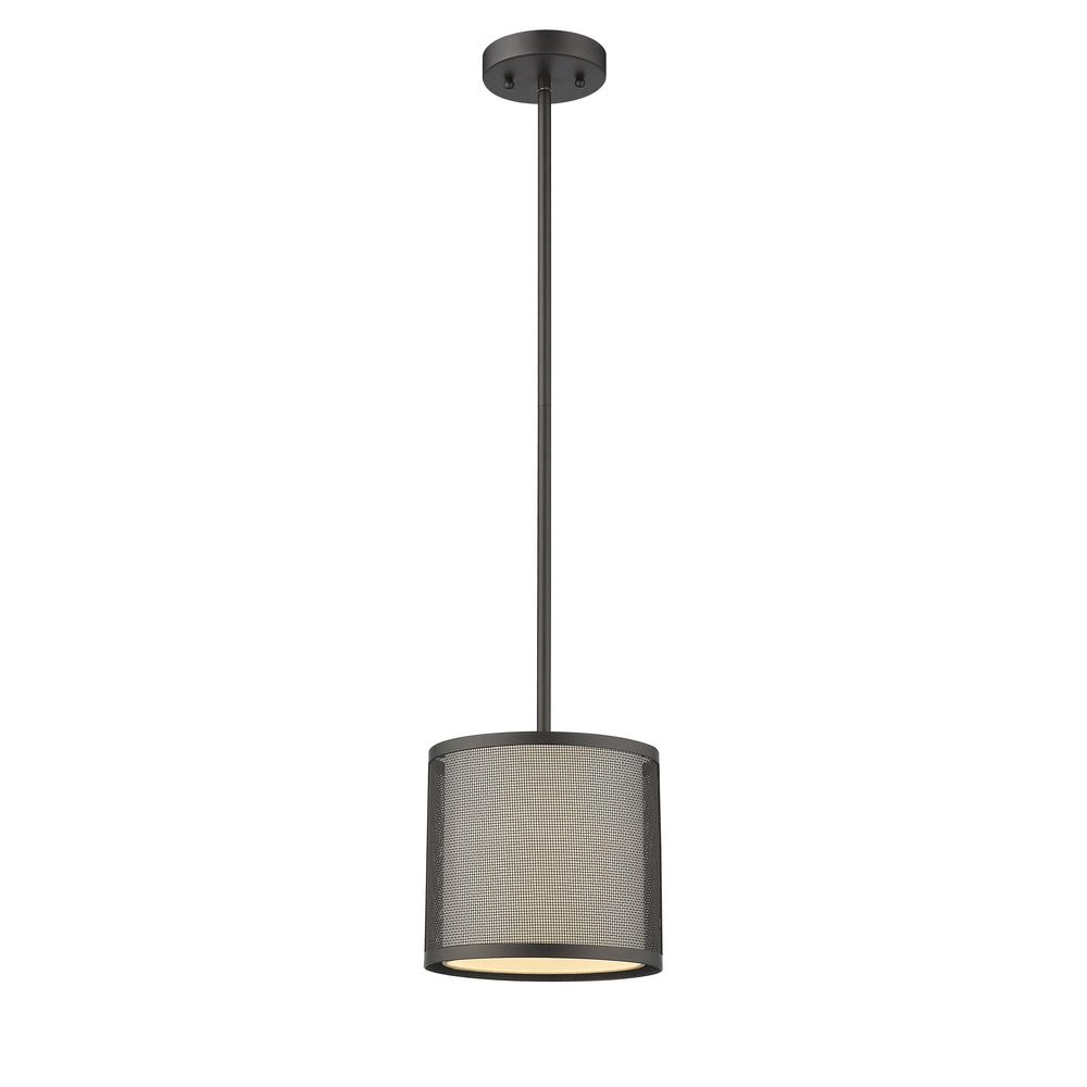 JULIANA Transitional 1 Light Rubbed Bronze Mini Ceiling Pendant 8" Wide. Picture 5