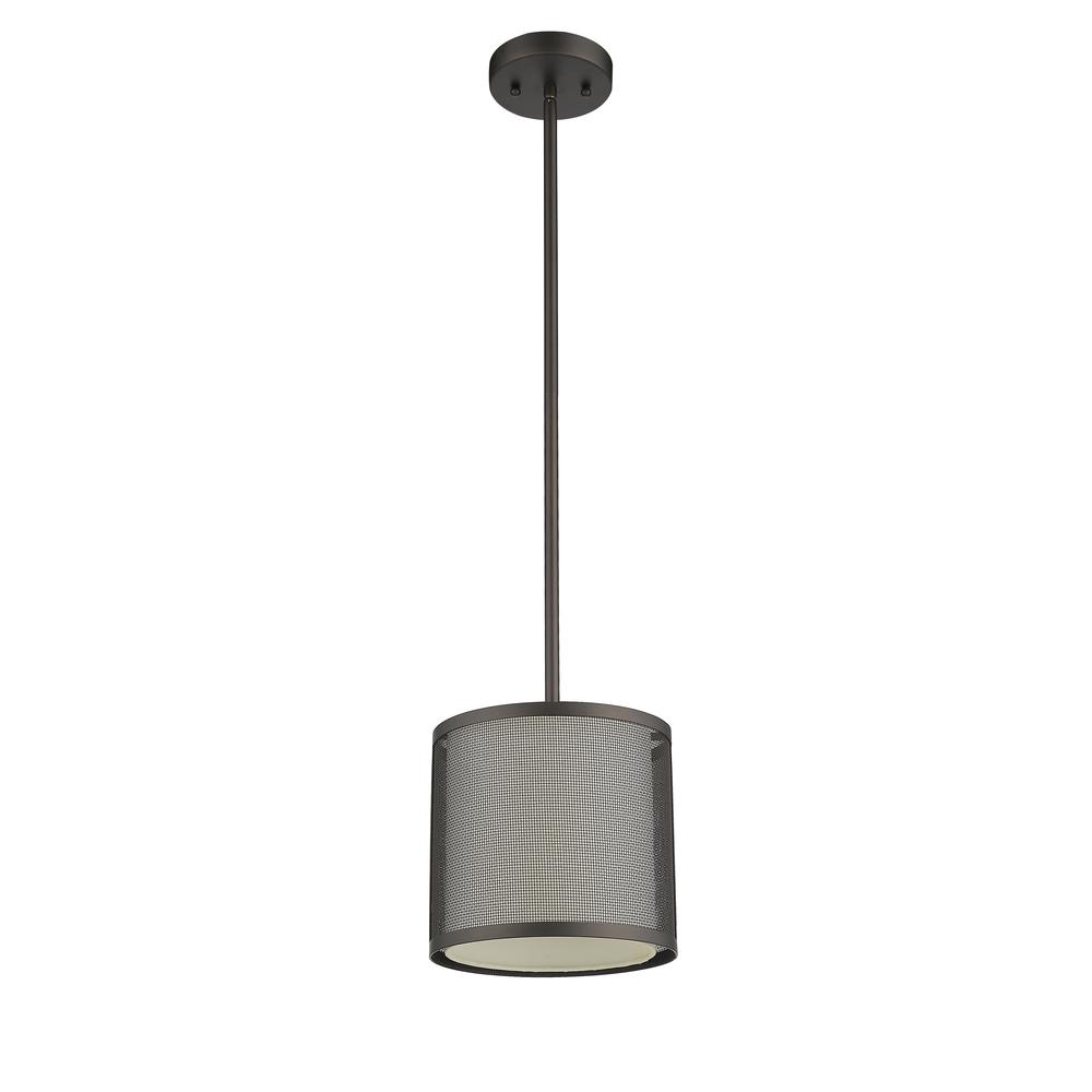 JULIANA Transitional 1 Light Rubbed Bronze Mini Ceiling Pendant 8" Wide. Picture 4