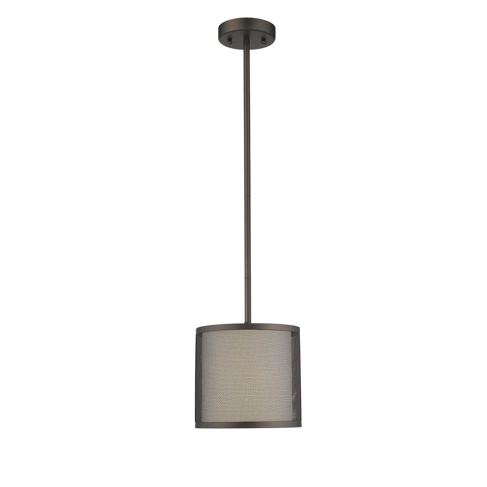JULIANA Transitional 1 Light Rubbed Bronze Mini Ceiling Pendant 8" Wide. Picture 3