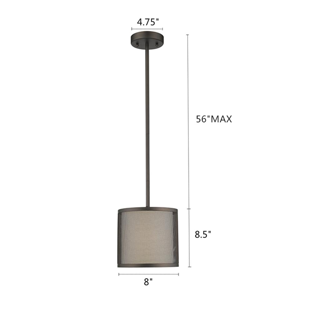JULIANA Transitional 1 Light Rubbed Bronze Mini Ceiling Pendant 8" Wide. Picture 1
