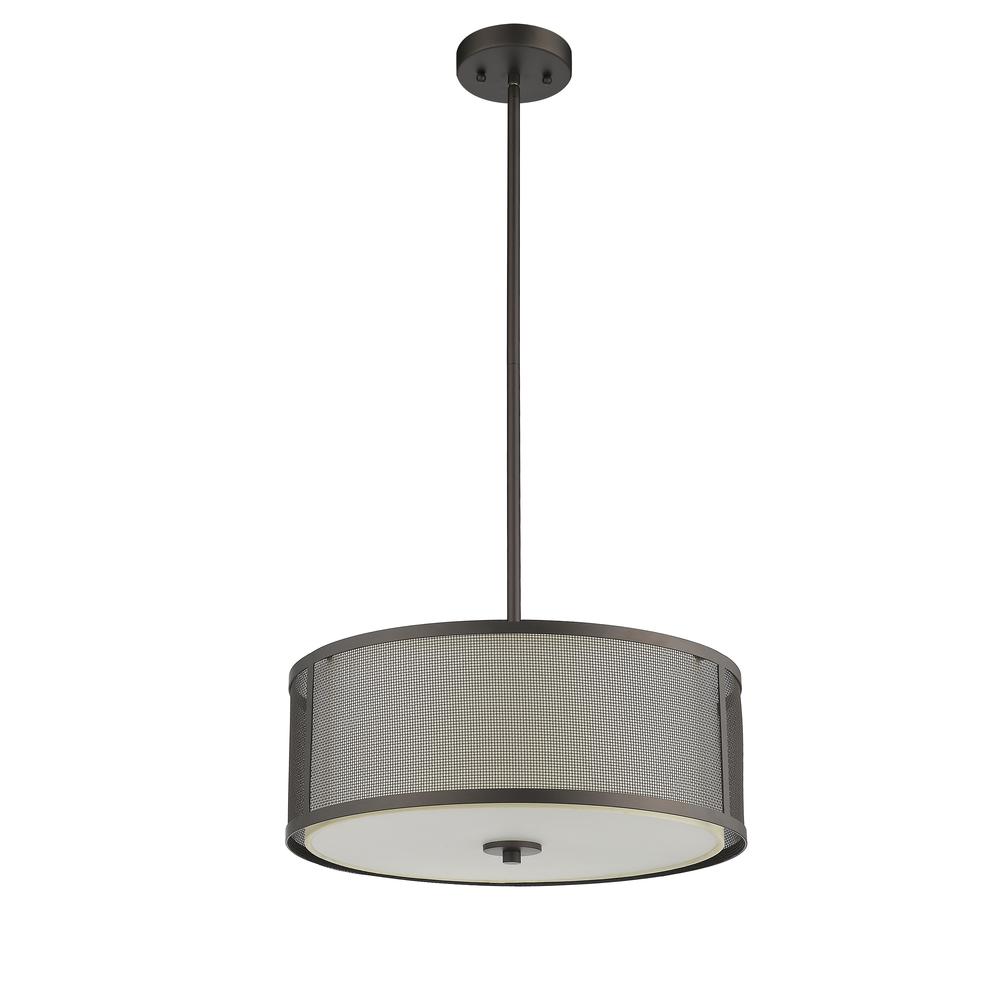 JULIANA Transitional 3 Light  Rubbed Bronze Ceiling Pendant 16" Wide. Picture 4