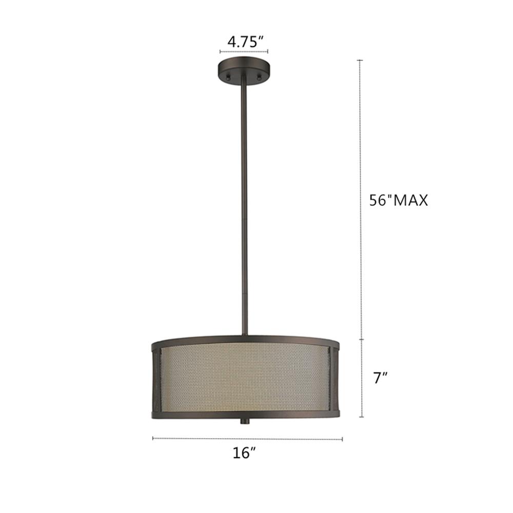 JULIANA Transitional 3 Light  Rubbed Bronze Ceiling Pendant 16" Wide. Picture 1