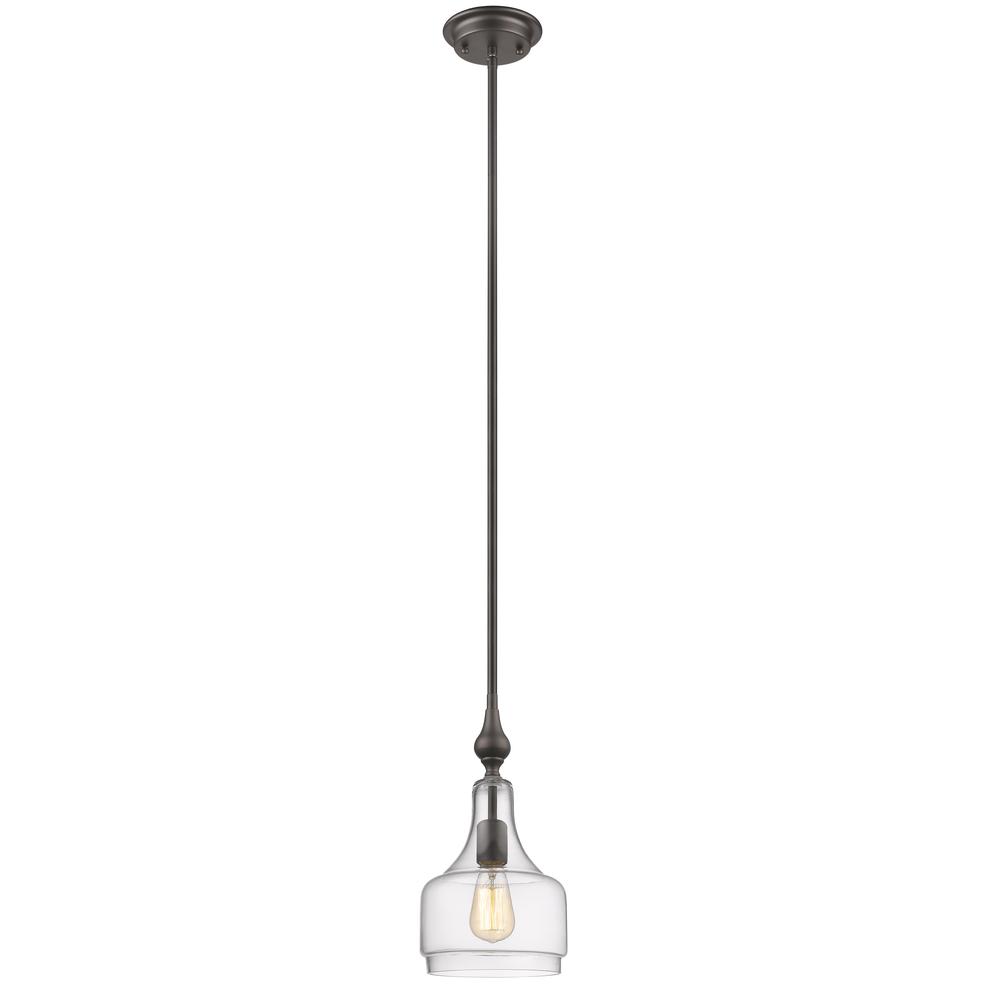 LAYLA Transitional 1 Light Rubbed Bronze Ceiling Mini Pendant 8" Wide. Picture 1