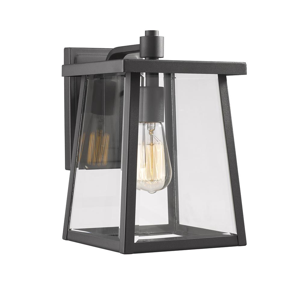 GABRIEL Transitional 1 Light Textured Black Outdoor Wall Sconce 12" Tall. Picture 1