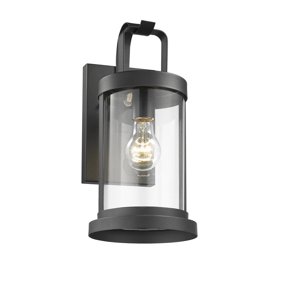 KASH Transitional 1 Light Textured Black Outdoor Wall Sconce 15" Tall. Picture 5