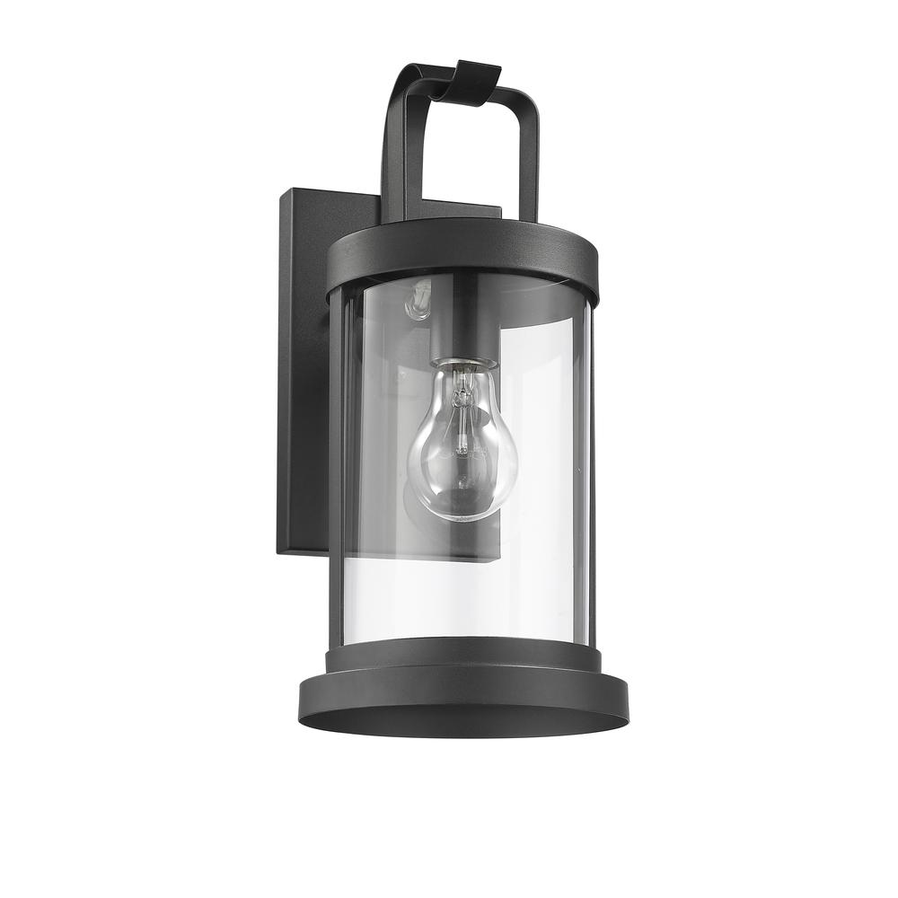 KASH Transitional 1 Light Textured Black Outdoor Wall Sconce 15" Tall. Picture 4