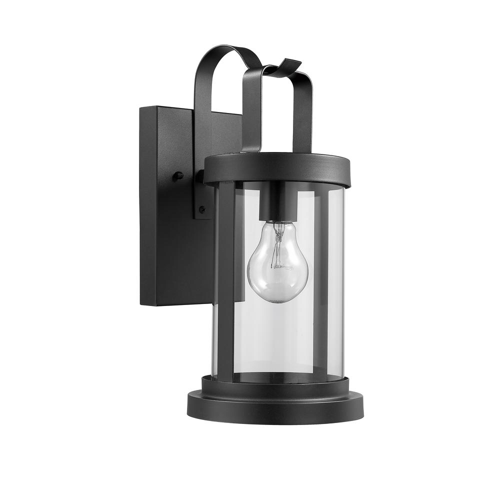 KASH Transitional 1 Light Textured Black Outdoor Wall Sconce 15" Tall. Picture 3