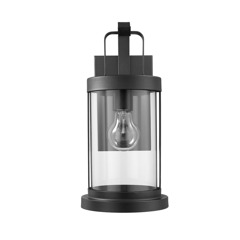 KASH Transitional 1 Light Textured Black Outdoor Wall Sconce 15" Tall. Picture 2
