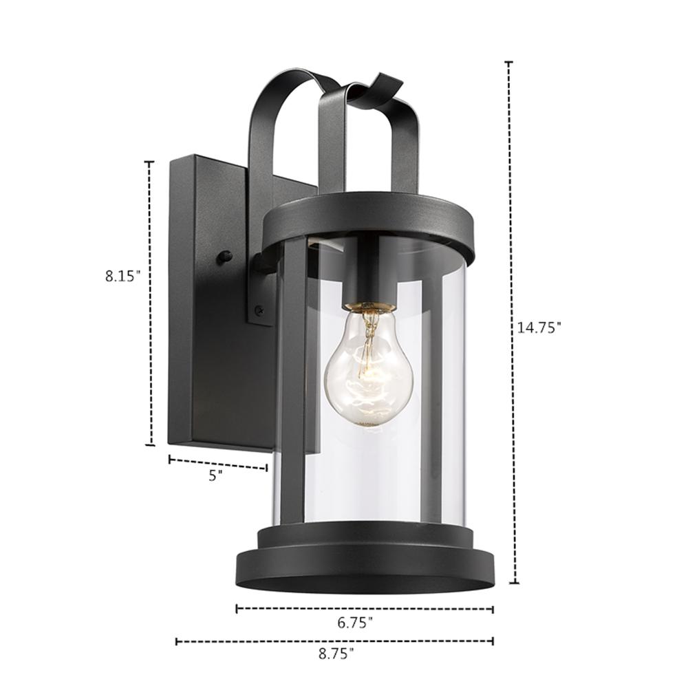 KASH Transitional 1 Light Textured Black Outdoor Wall Sconce 15" Tall. Picture 1