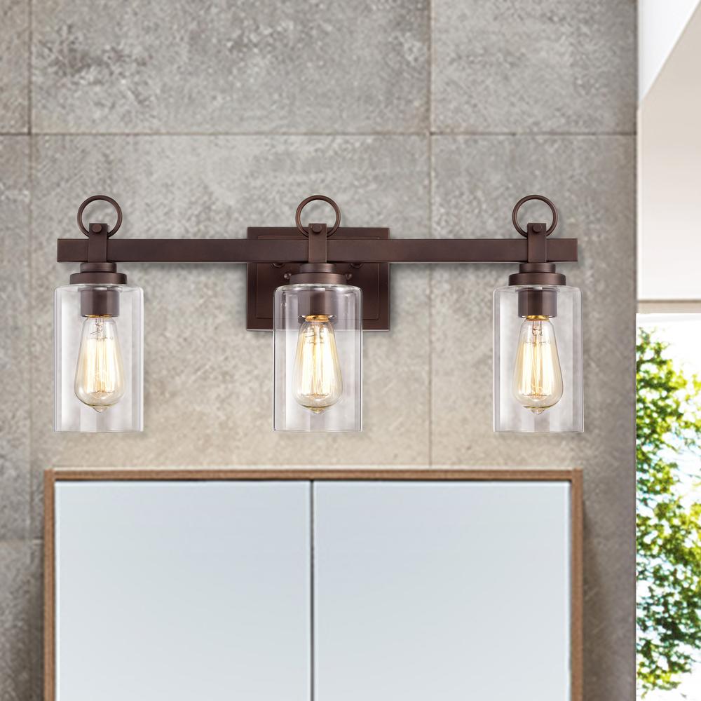 CHLOE Lighting EXTON Transitional 3 Light Oil Rubbed Bronze Bath Vanity Fixture 23" Wide. Picture 7