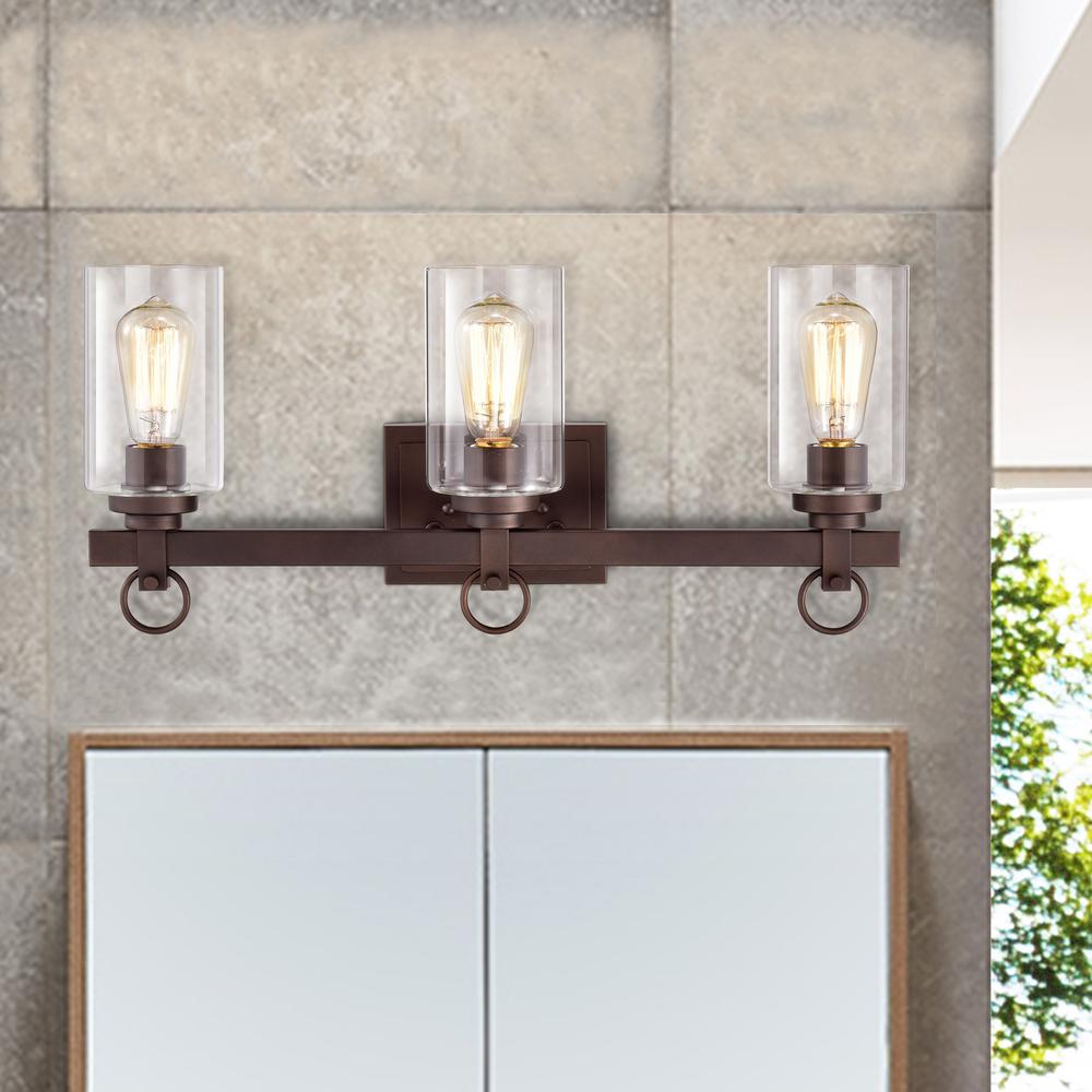 CHLOE Lighting EXTON Transitional 3 Light Oil Rubbed Bronze Bath Vanity Fixture 23" Wide. Picture 9