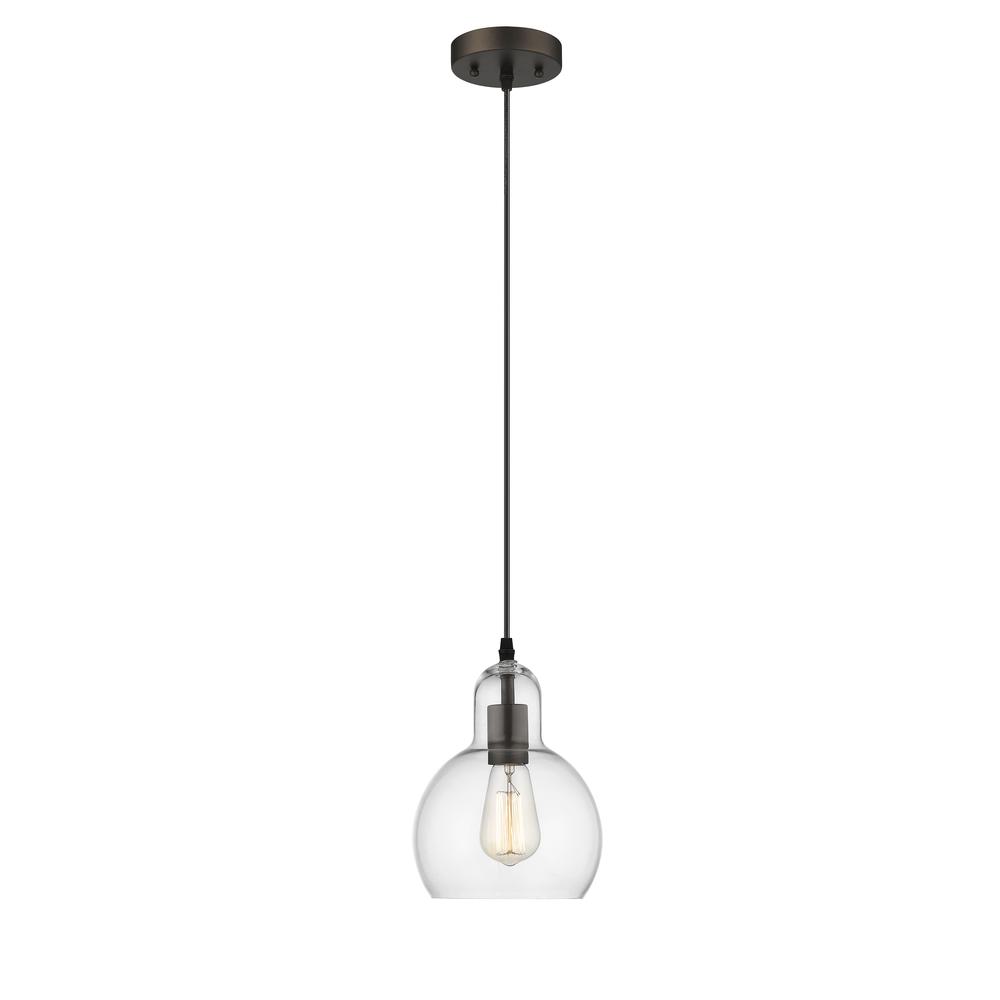 LEILANI Transitional 1 Light Rubbed Bronze Mini Ceiling Pendant 7.5" Wide. Picture 4
