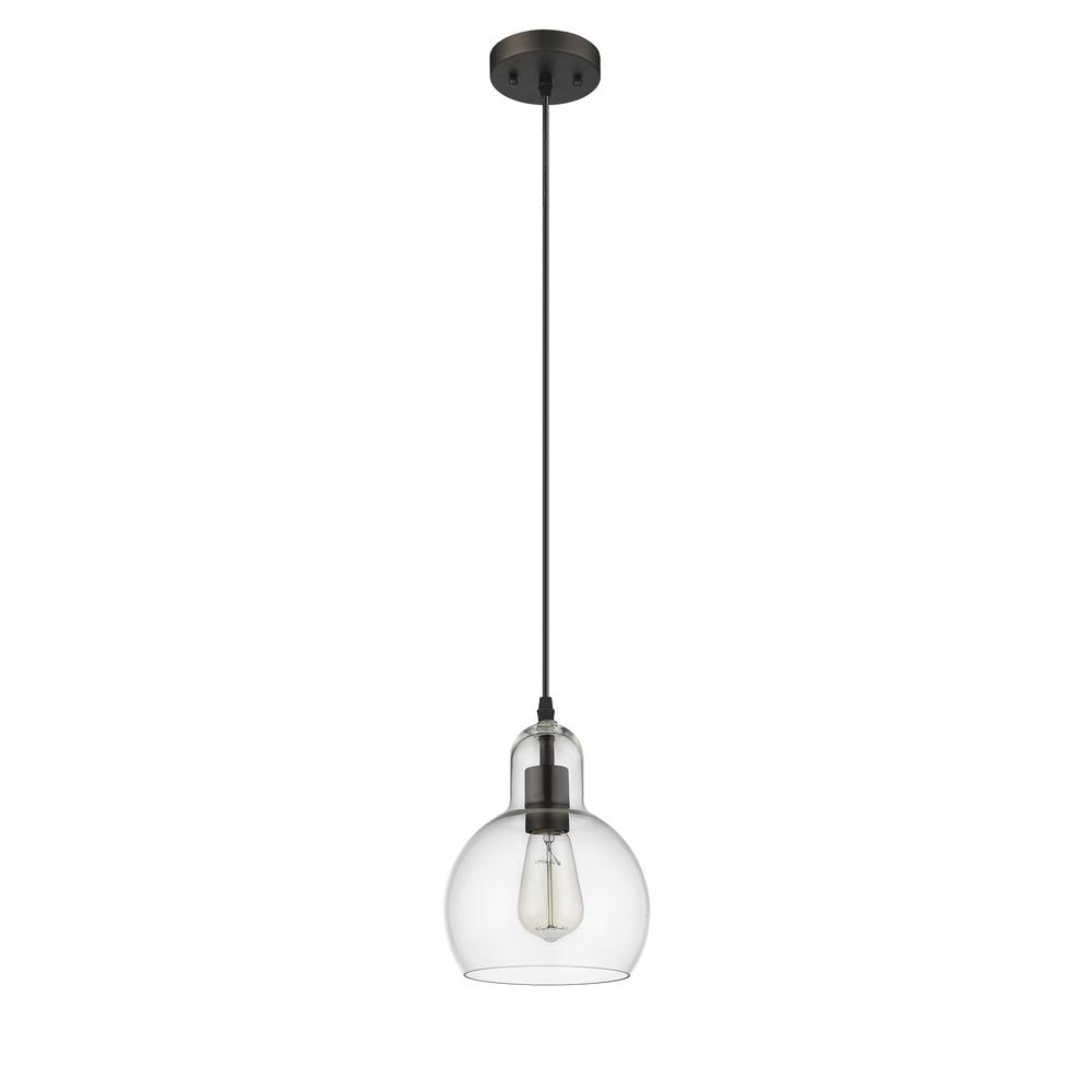 LEILANI Transitional 1 Light Rubbed Bronze Mini Ceiling Pendant 7.5" Wide. Picture 3