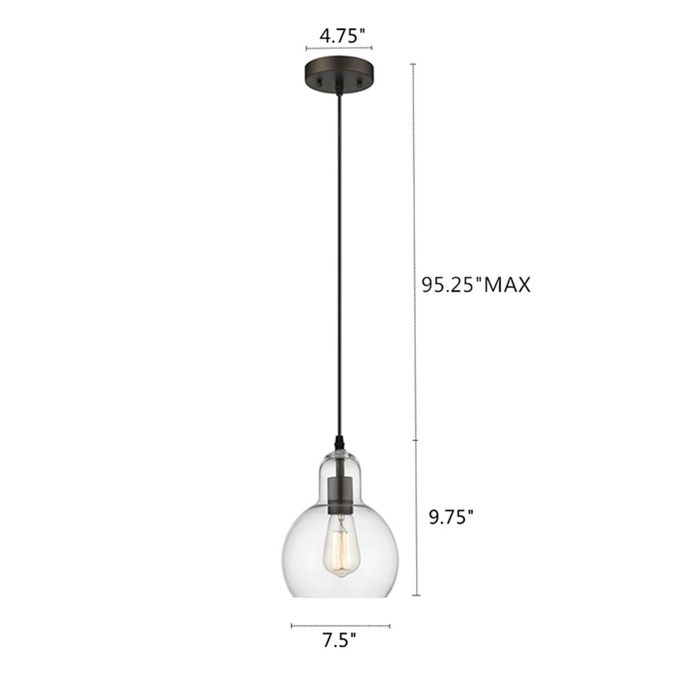 LEILANI Transitional 1 Light Rubbed Bronze Mini Ceiling Pendant 7.5" Wide. Picture 1