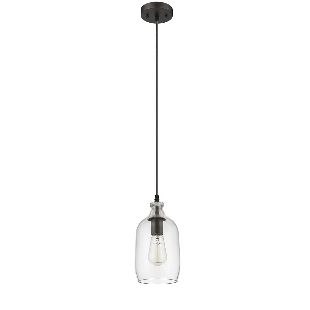 ATHENA Transitional 1 Light Rubbed Bronze Mini Ceiling Pendant 5.5" Wide. Picture 3