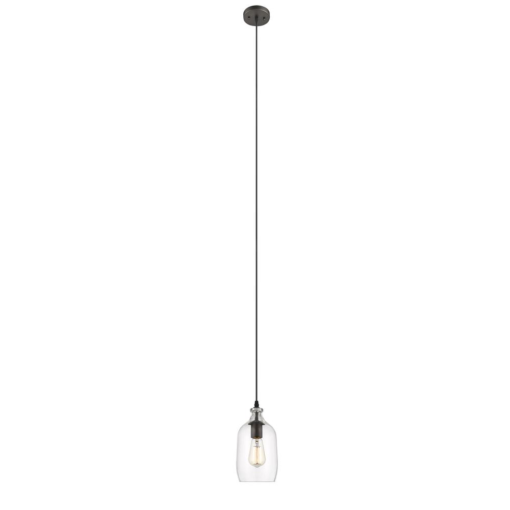 ATHENA Transitional 1 Light Rubbed Bronze Mini Ceiling Pendant 5.5" Wide. Picture 2