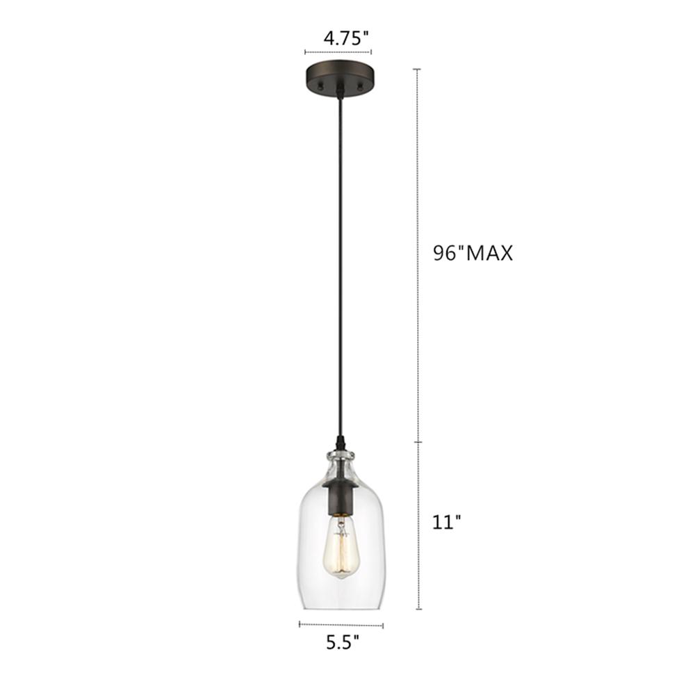 ATHENA Transitional 1 Light Rubbed Bronze Mini Ceiling Pendant 5.5" Wide. Picture 1