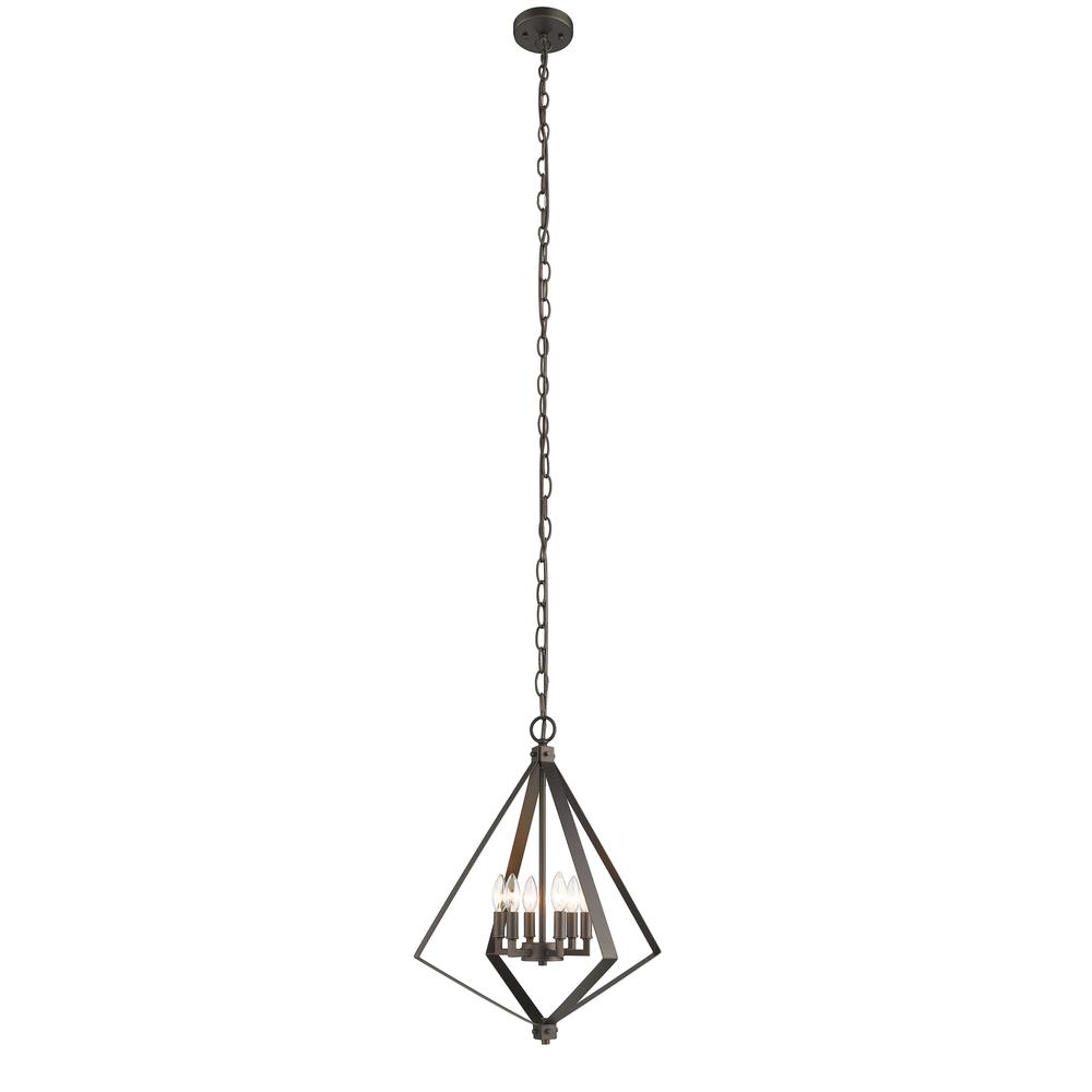 HUDSON Transitional 6 Light  Rubbed Bronze Ceiling Pendant 20" Wide. Picture 2