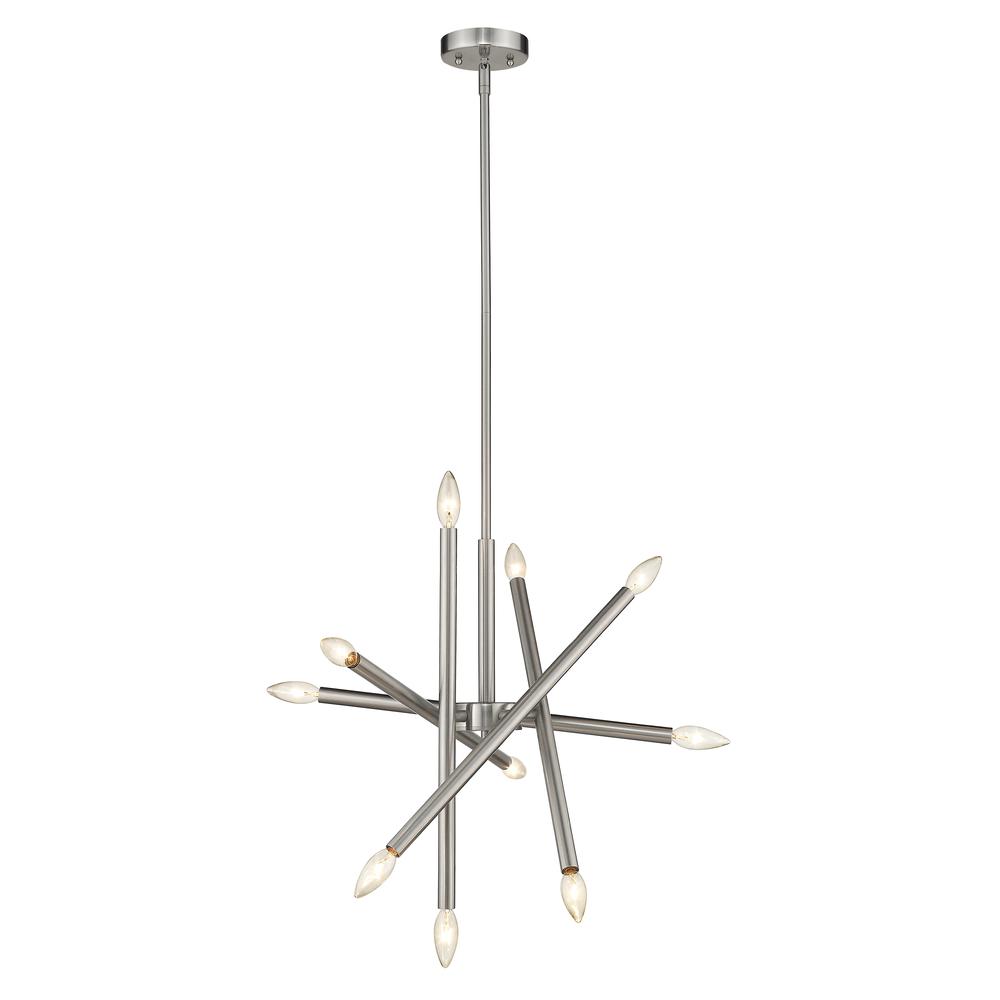 ADALYNN Transitional 10 Light Brushed Nickel Ceiling Pendant 19" Wide. Picture 5