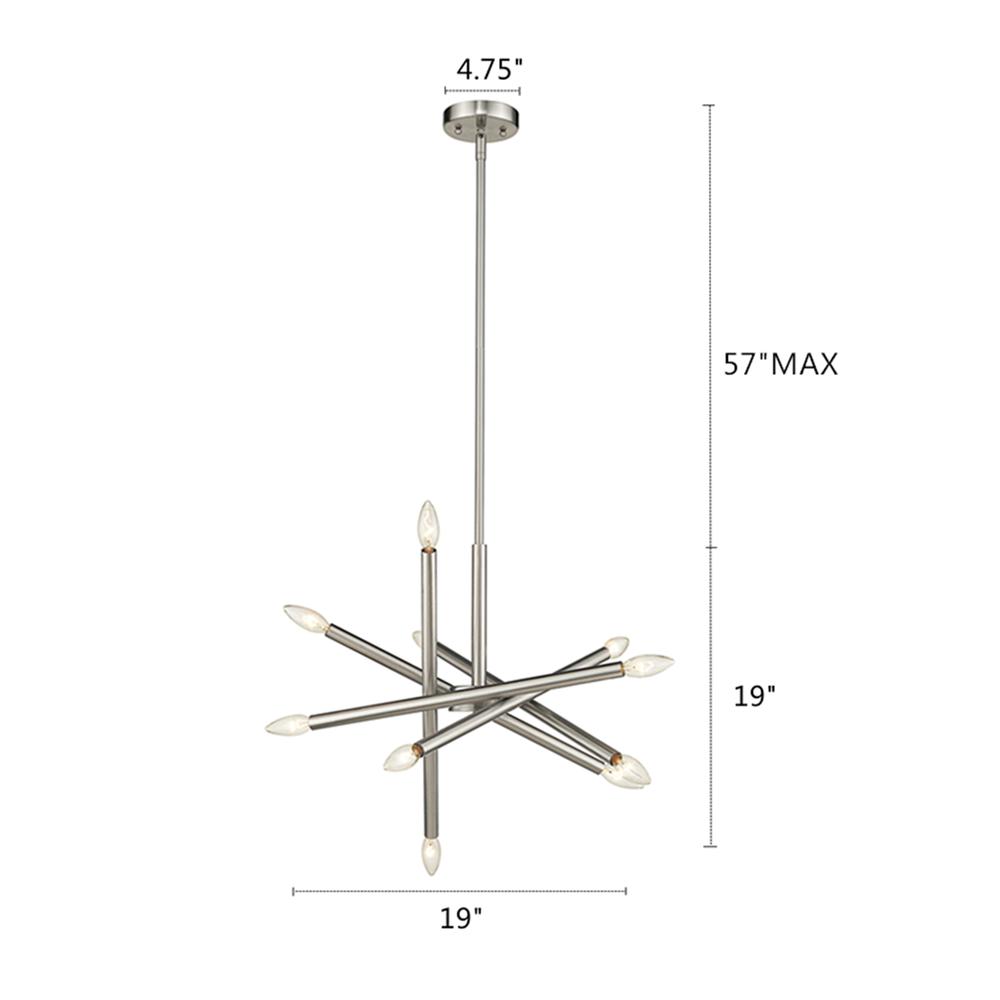 ADALYNN Transitional 10 Light Brushed Nickel Ceiling Pendant 19" Wide. Picture 1