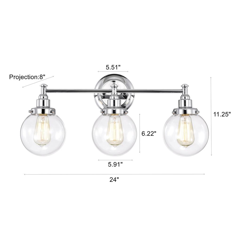 CHLOE Lighting MILO Transitional 3 Light Chrome Bath Vanity Fixture 24" Wide. Picture 11