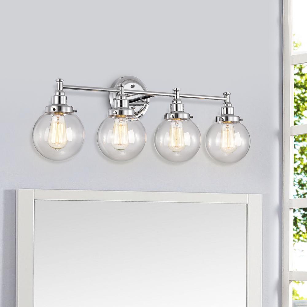 CHLOE Lighting MILO Transitional 4 Light Chrome Bath Vanity Fixture 30" Wide. Picture 8