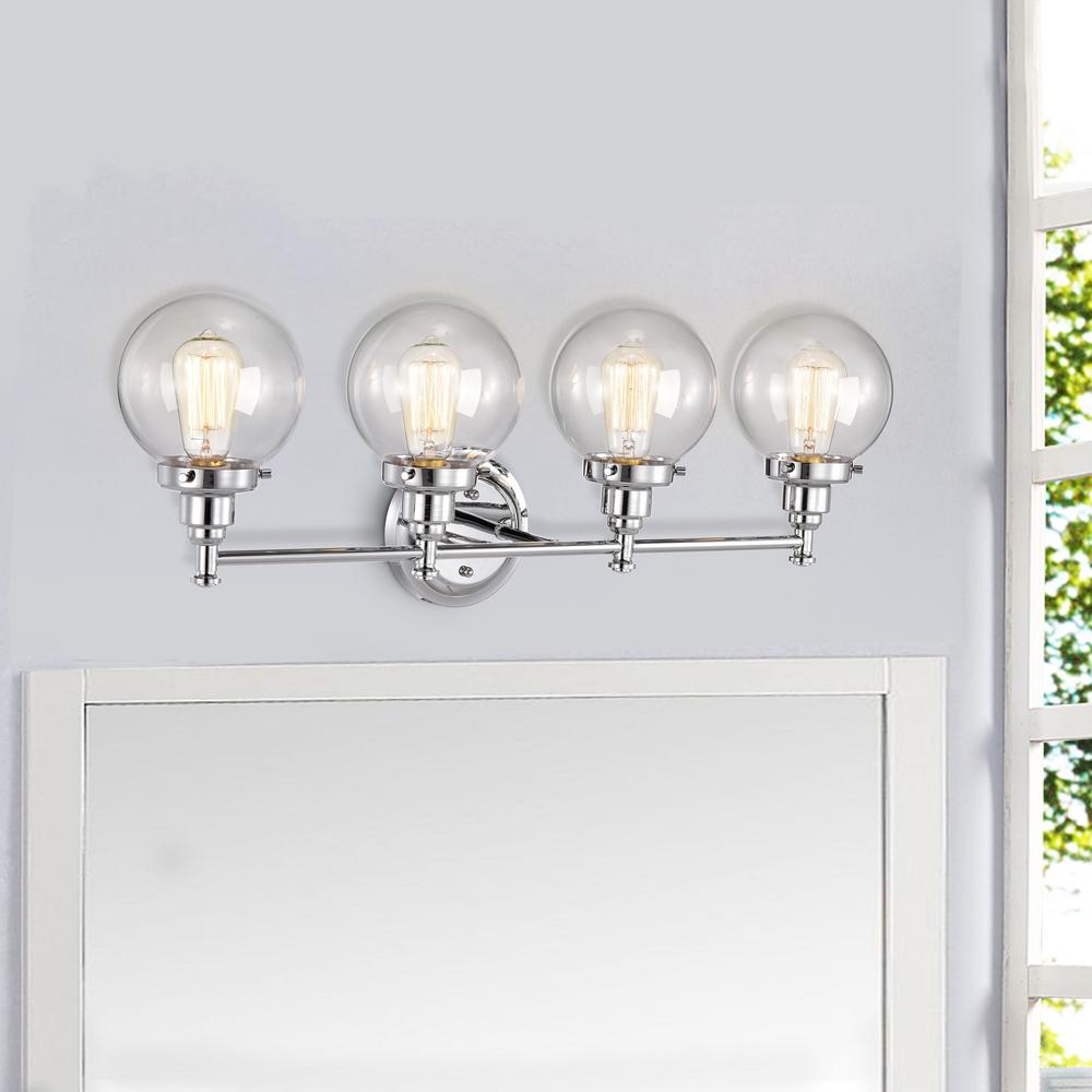 CHLOE Lighting MILO Transitional 4 Light Chrome Bath Vanity Fixture 30" Wide. Picture 10