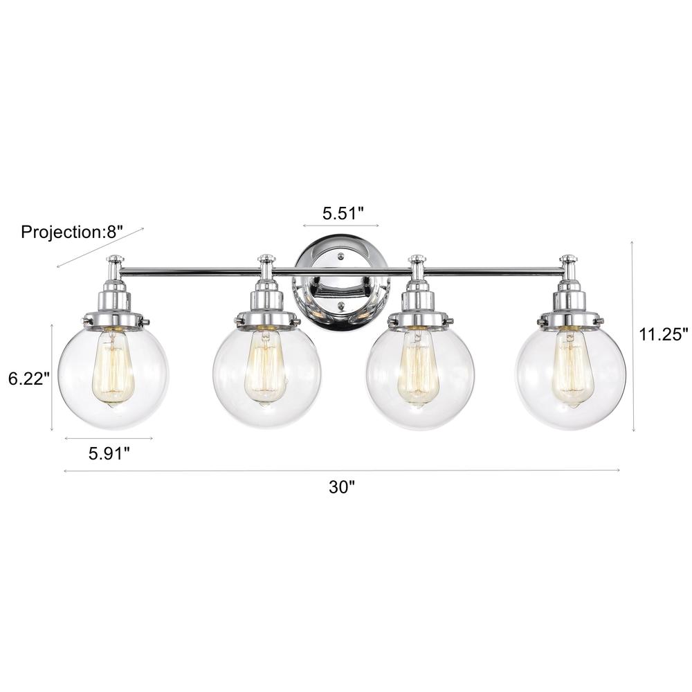 CHLOE Lighting MILO Transitional 4 Light Chrome Bath Vanity Fixture 30" Wide. Picture 11