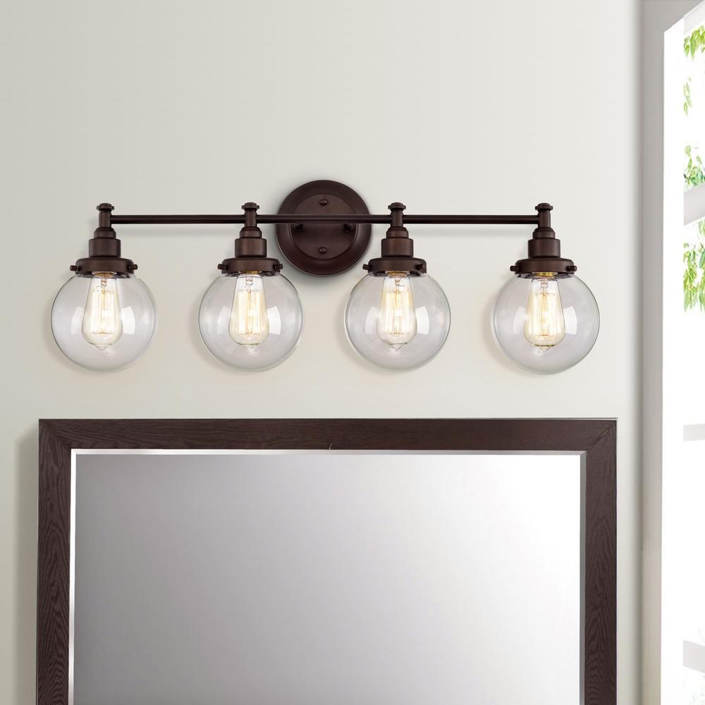 CHLOE Lighting MILO Transitional 4 Light Oil Rubbed Bronze Bath Vanity Fixture 30" Wide. Picture 6