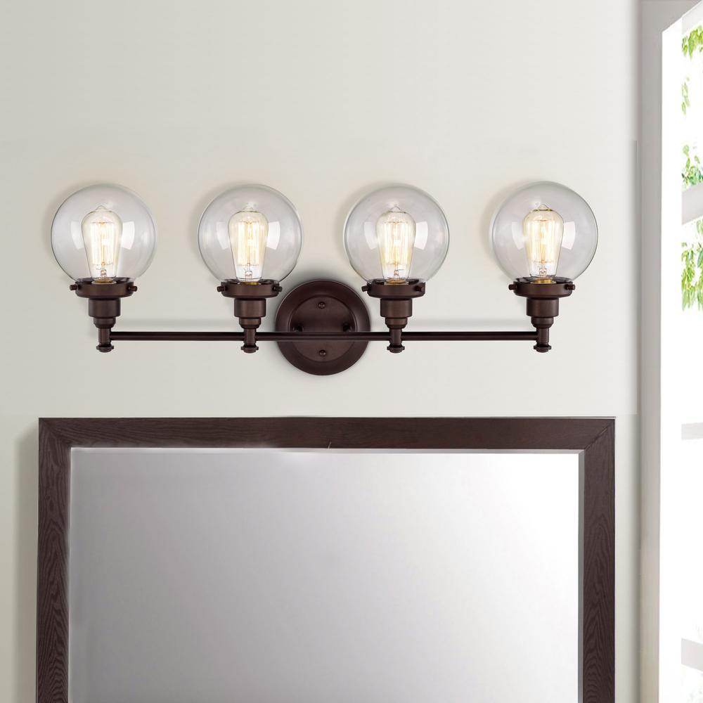 CHLOE Lighting MILO Transitional 4 Light Oil Rubbed Bronze Bath Vanity Fixture 30" Wide. Picture 8