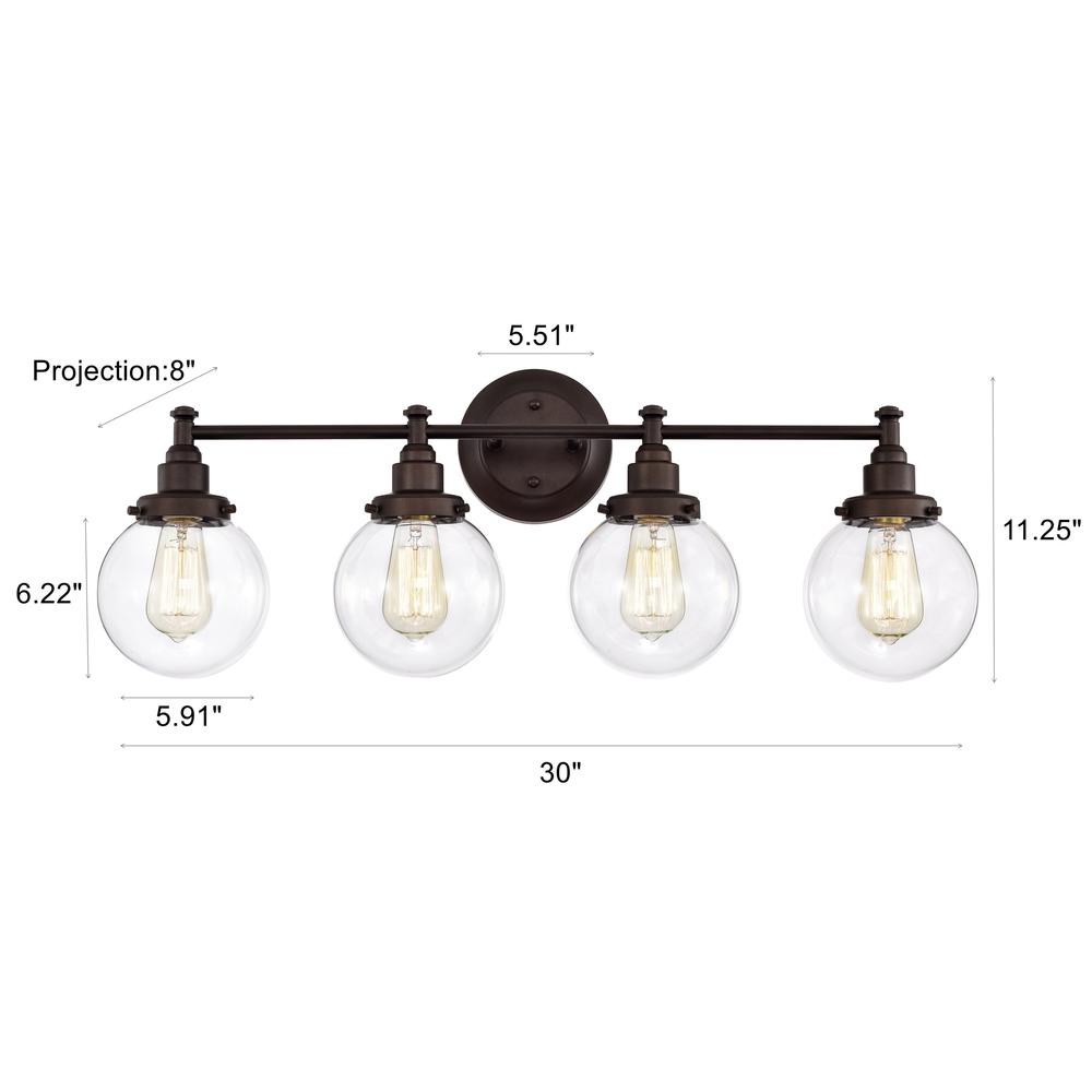 CHLOE Lighting MILO Transitional 4 Light Oil Rubbed Bronze Bath Vanity Fixture 30" Wide. Picture 9