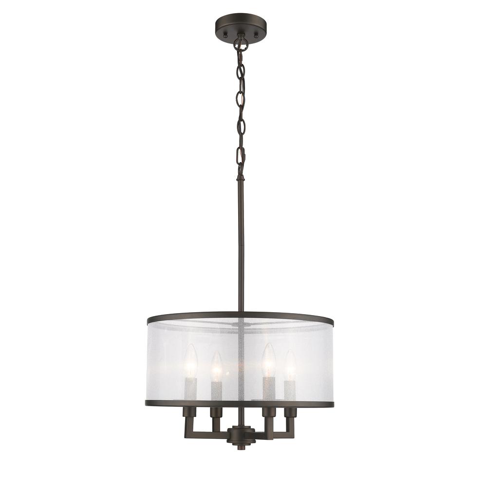 VALENTINA Transitional 4 Light  Rubbed Bronze Ceiling Pendant 16" Wide. Picture 4