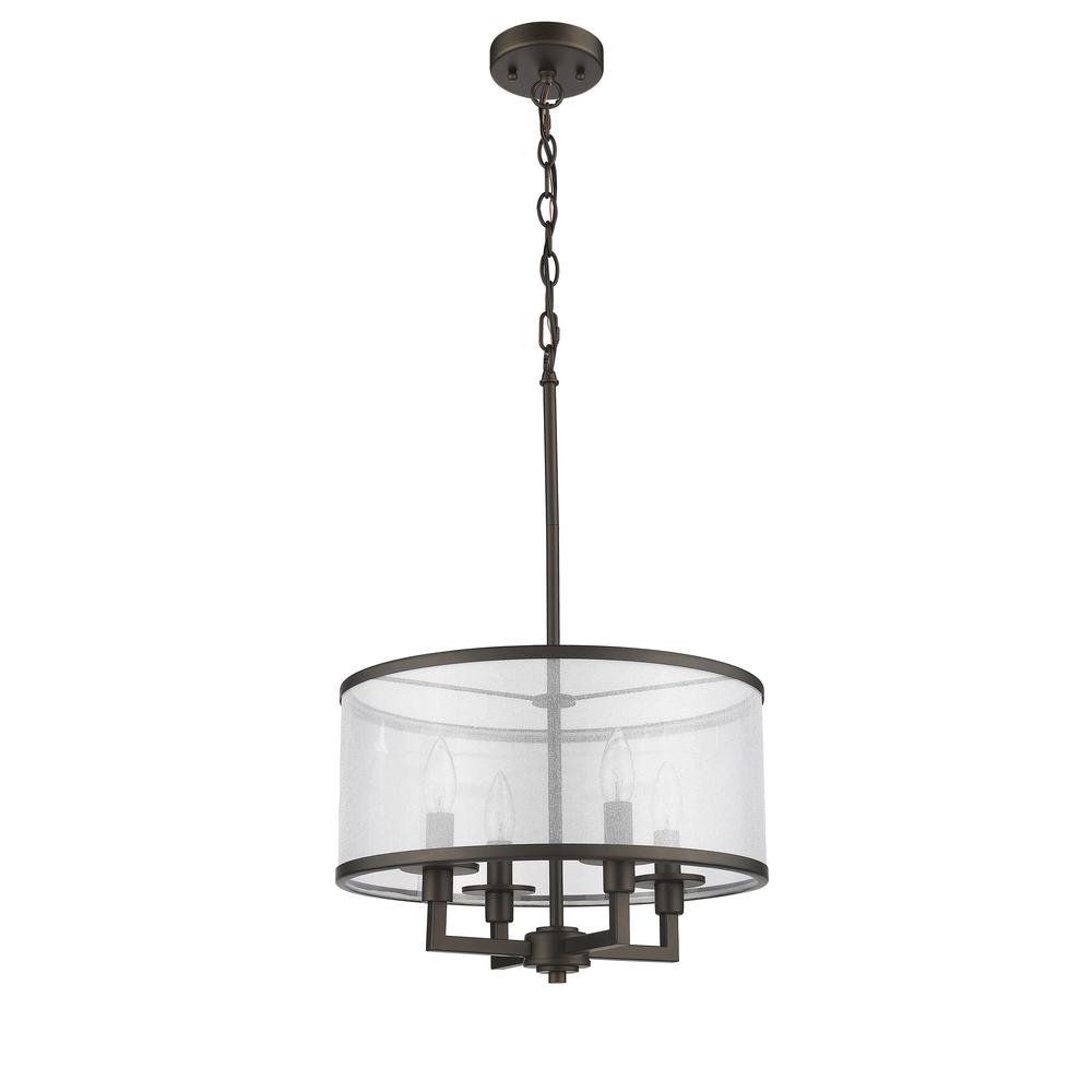 VALENTINA Transitional 4 Light  Rubbed Bronze Ceiling Pendant 16" Wide. Picture 3