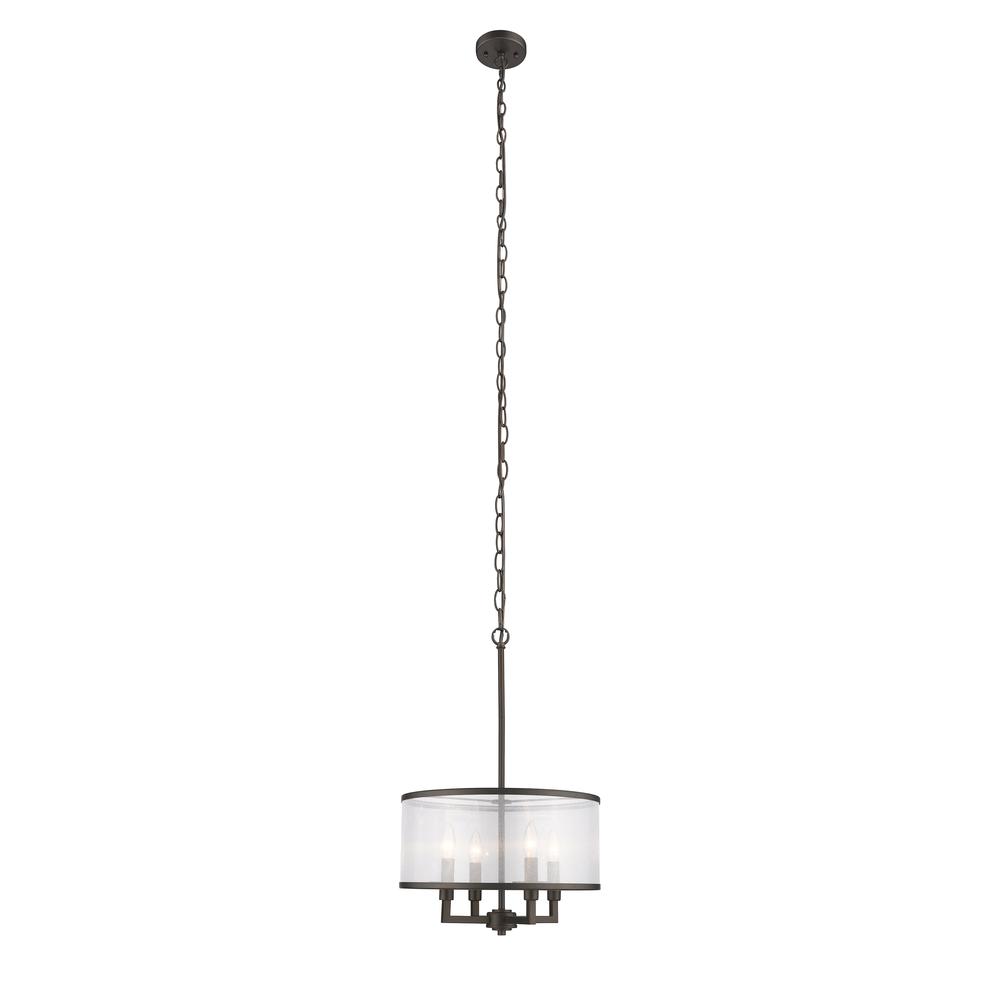 VALENTINA Transitional 4 Light  Rubbed Bronze Ceiling Pendant 16" Wide. Picture 2