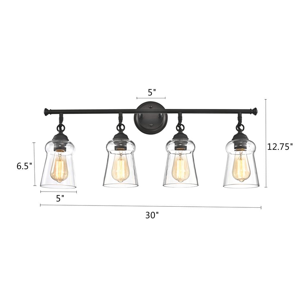 CHLOE Lighting CHERYL Contemporary 4 Light Rubbed Bronze Bath Vanity Fixture 30" Width. Picture 8