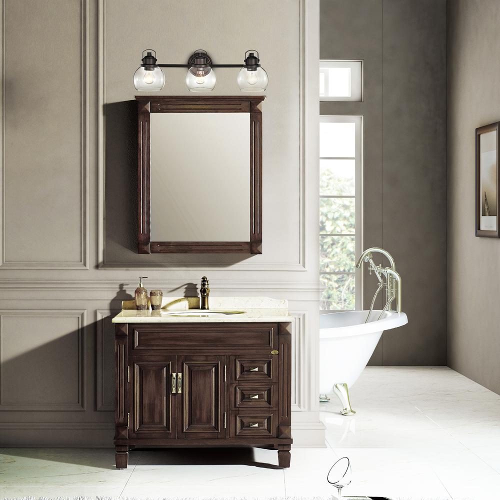 CHLOE Lighting JANICE Contemporary 3 Light Rubbed Bronze Bath Vanity Fixture 26" Width. Picture 6