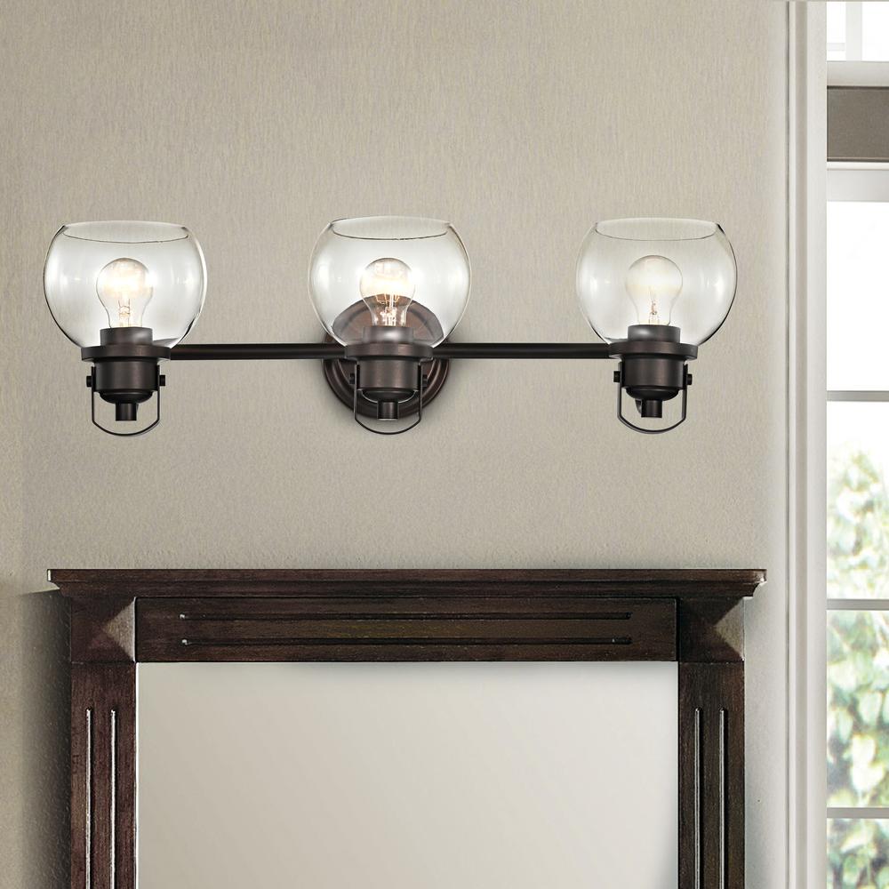 CHLOE Lighting JANICE Contemporary 3 Light Rubbed Bronze Bath Vanity Fixture 26" Width. Picture 7
