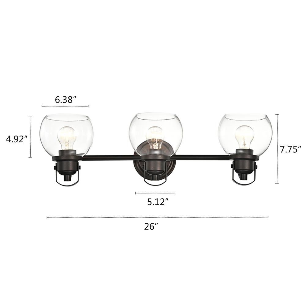 CHLOE Lighting JANICE Contemporary 3 Light Rubbed Bronze Bath Vanity Fixture 26" Width. Picture 8